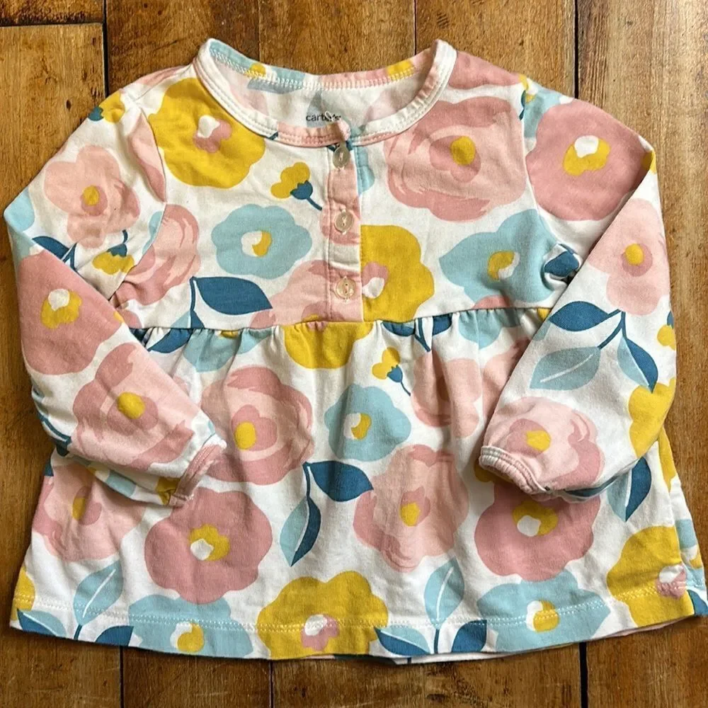 Carters long sleeve shirt 18 months floral shirt peplum cotton girls spring